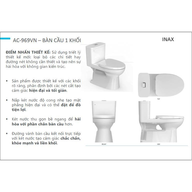 Bàn cầu 1 khối INAX AC-969VN (AC969VN) nắp đóng êm