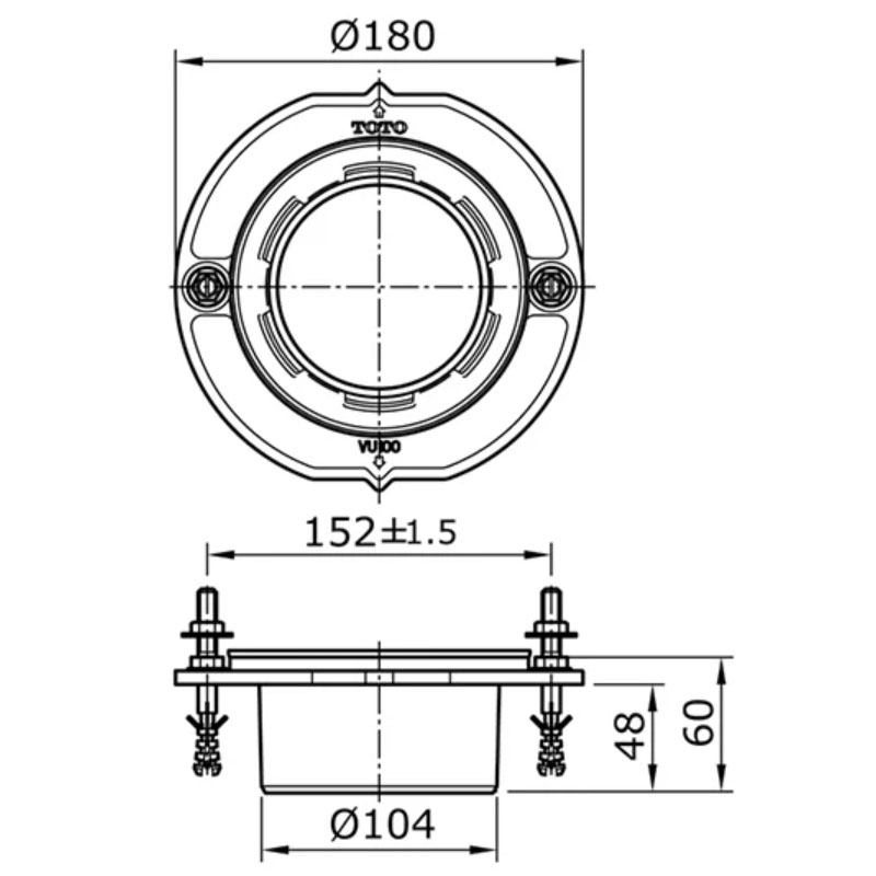 Ống nối thoát sàn TOTO T53P100VR