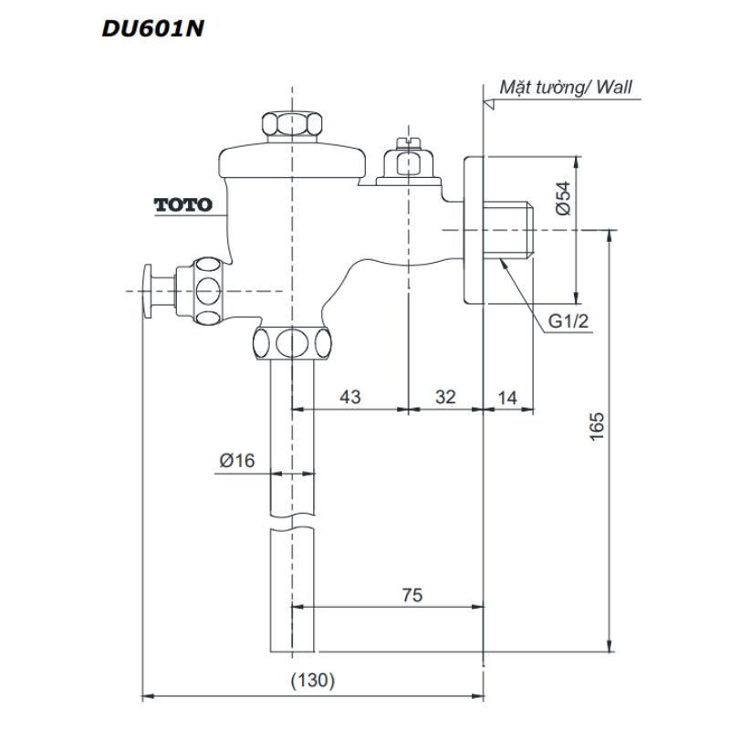 Van xả tiểu TOTO DU601N loại nhấn ống thẳng