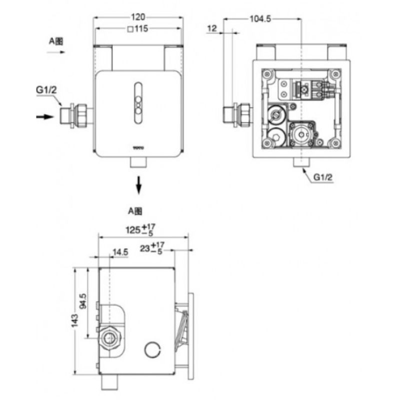 Van xả tiểu TOTO DUE126UEA cảm ứng dùng điện