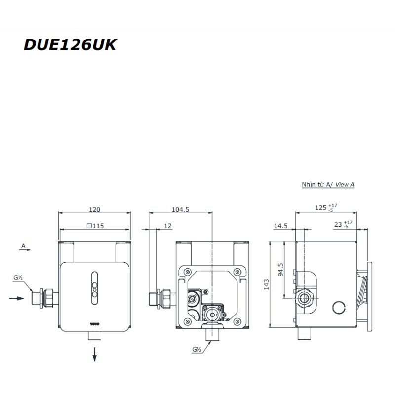Van xả tiểu TOTO DUE126UK cảm ứng dùng pin
