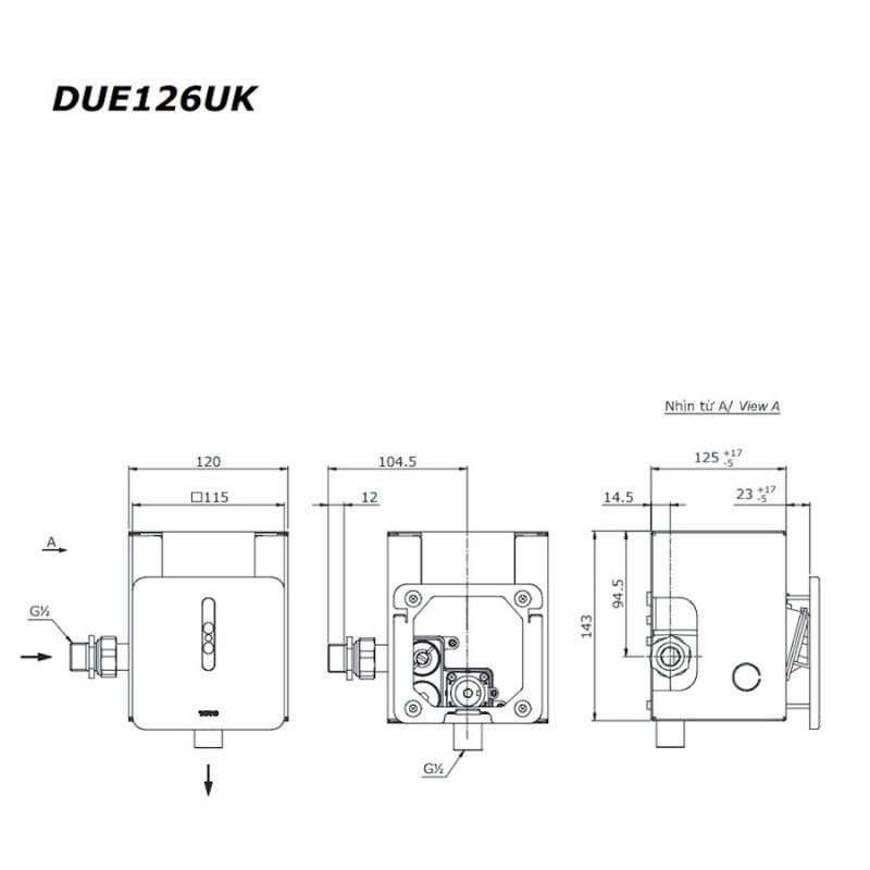 Van xả tiểu TOTO DUE126UKA cảm ứng dùng pin