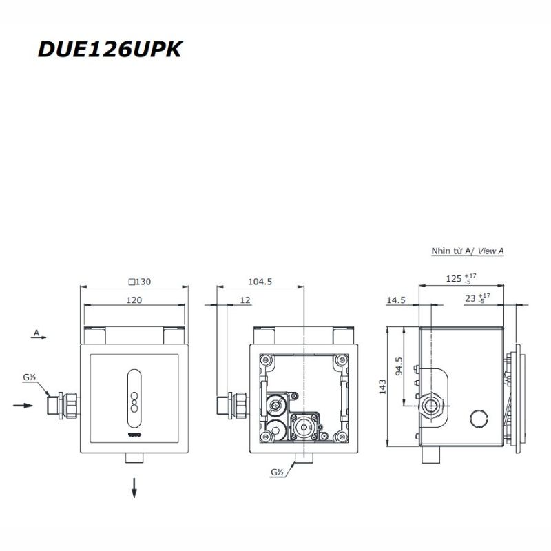 Van xả tiểu TOTO DUE126UPKA cảm ứng dùng pin