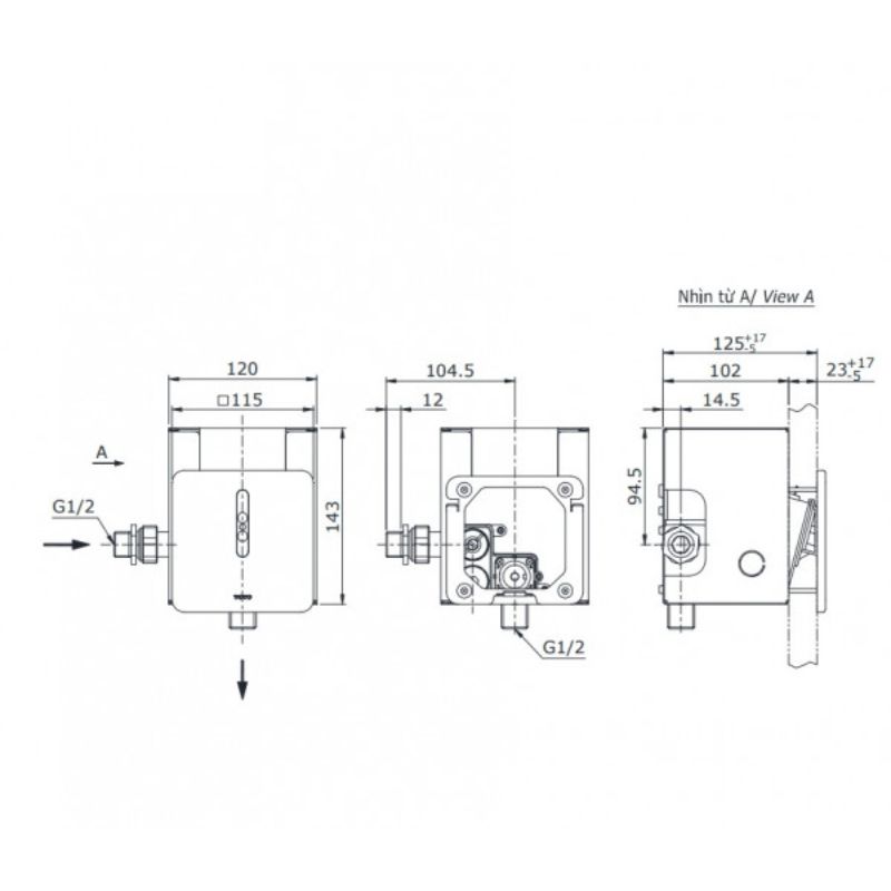 Van xả tiểu TOTO TTUE602DN cảm ứng dùng pin