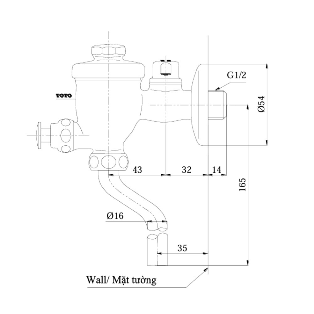 Van xả tiểu TOTO DU601SRR loại nhấn
