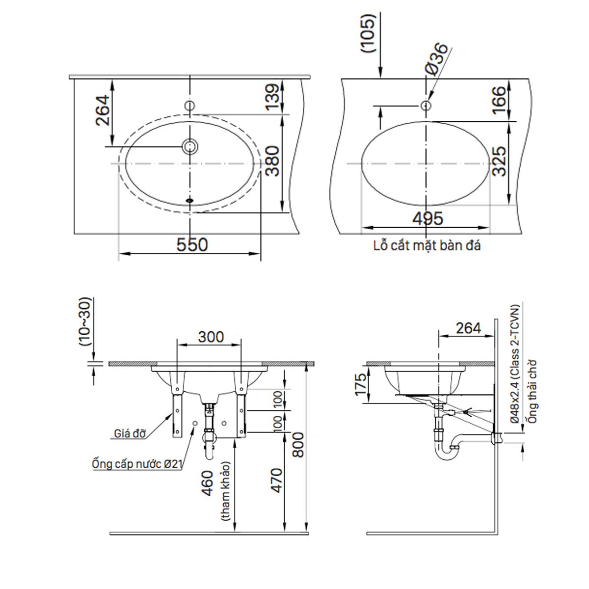 Chậu rửa mặt lavabo âm bàn INAX L-2216V/BW1
