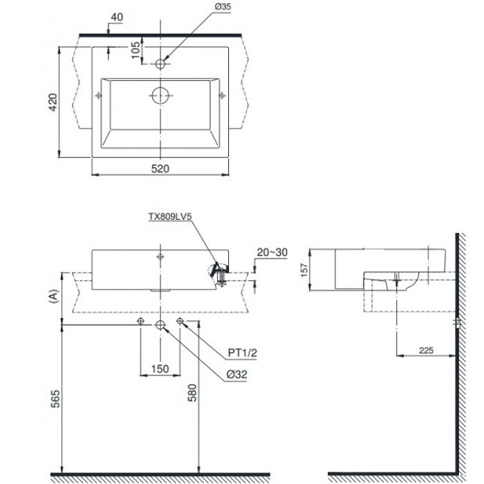 Chậu rửa mặt lavabo bán âm TOTO LT647CS#XW