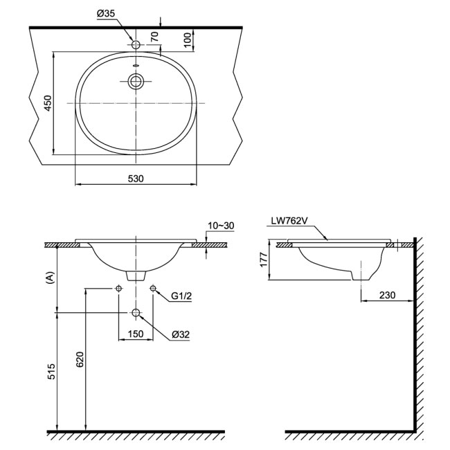 Chậu lavabo dương vành TOTO L762#XW