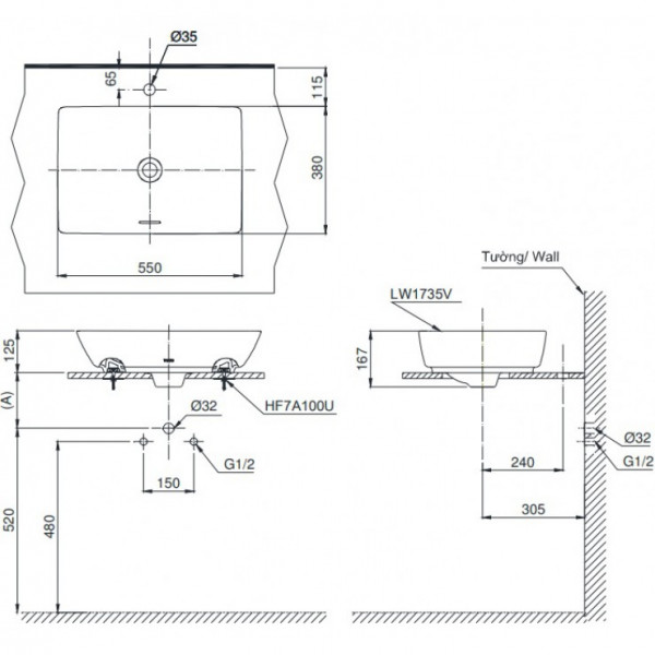 Chậu rửa lavabo đặt bàn TOTO LT1735 (LT1735)