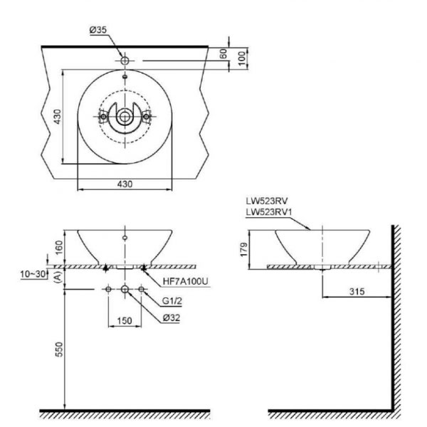 Chậu rửa lavabo đặt bàn TOTO LT523S#XW