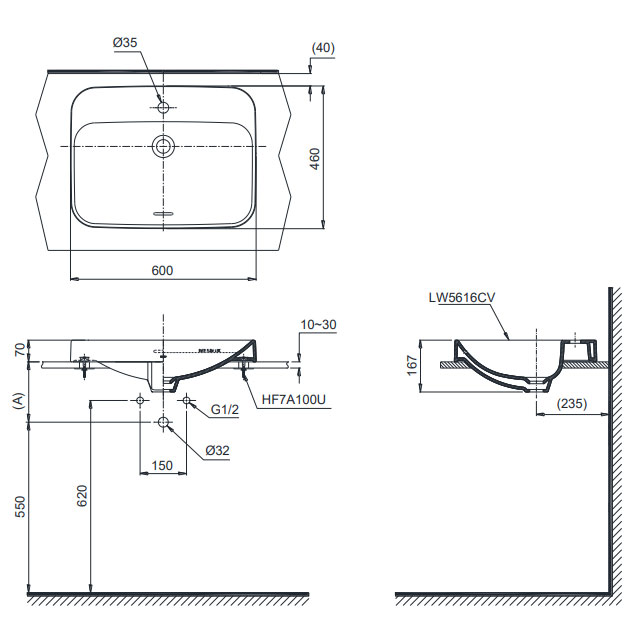 Chậu rửa lavabo đặt bàn TOTO LT5616C#XW