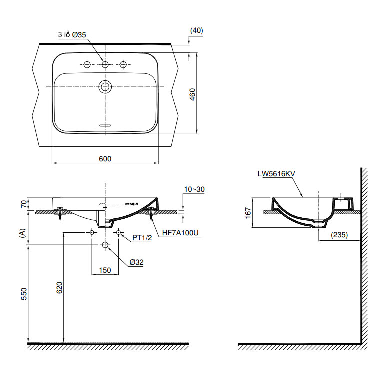 Chậu rửa lavabo đặt bàn TOTO LT5616#XW