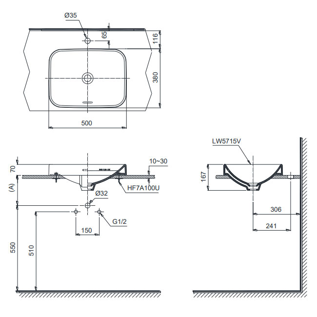 Chậu rửa lavabo đặt bàn TOTO LT5715#XW