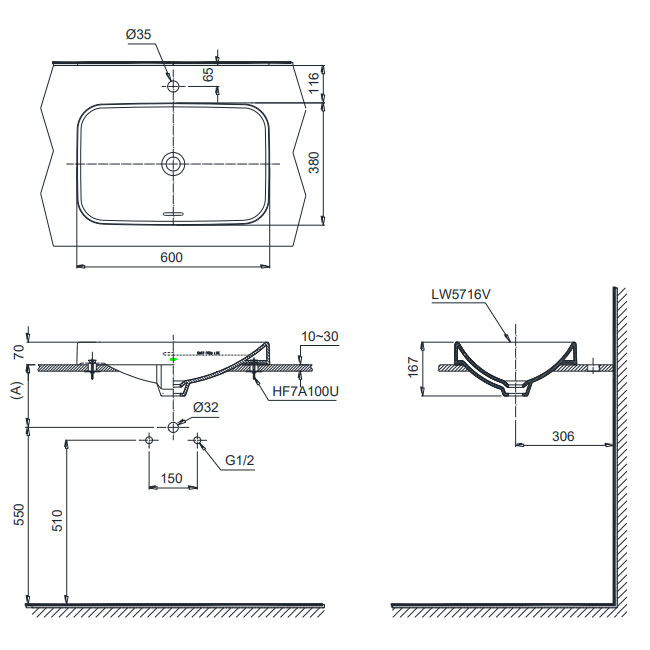 Chậu rửa lavabo đặt bàn TOTO LT5716#XW