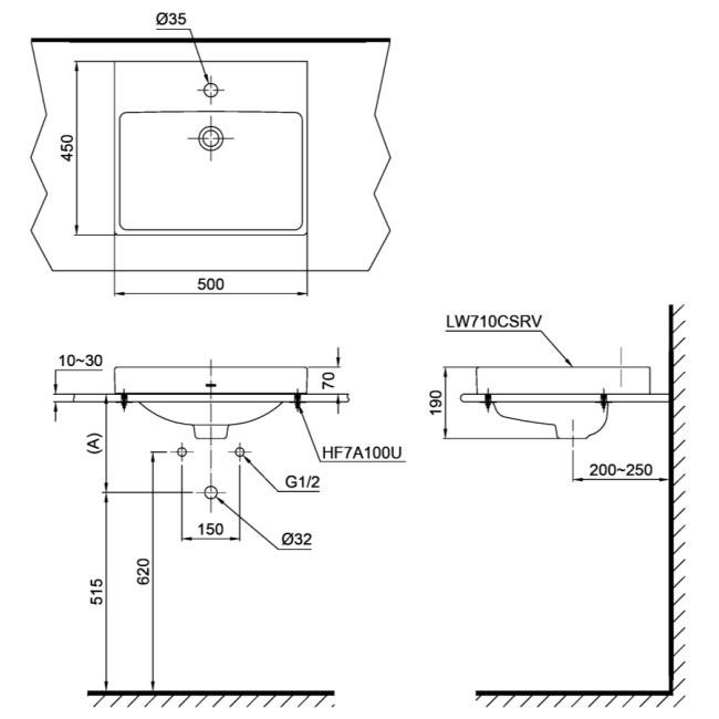 Chậu rửa lavabo đặt bàn TOTO LT710CSR#XW