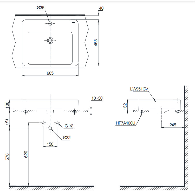 Chậu rửa lavabo đặt bàn TOTO LT951C#XW