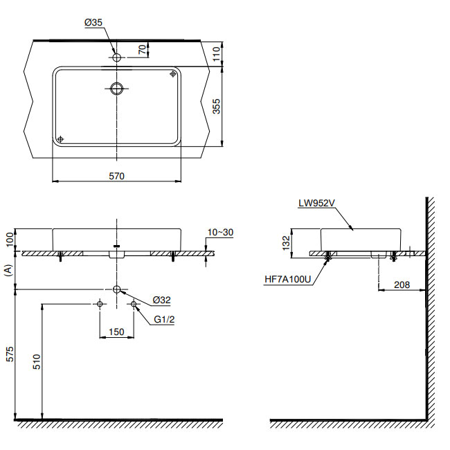 Chậu rửa lavabo đặt bàn TOTO LT952#XW