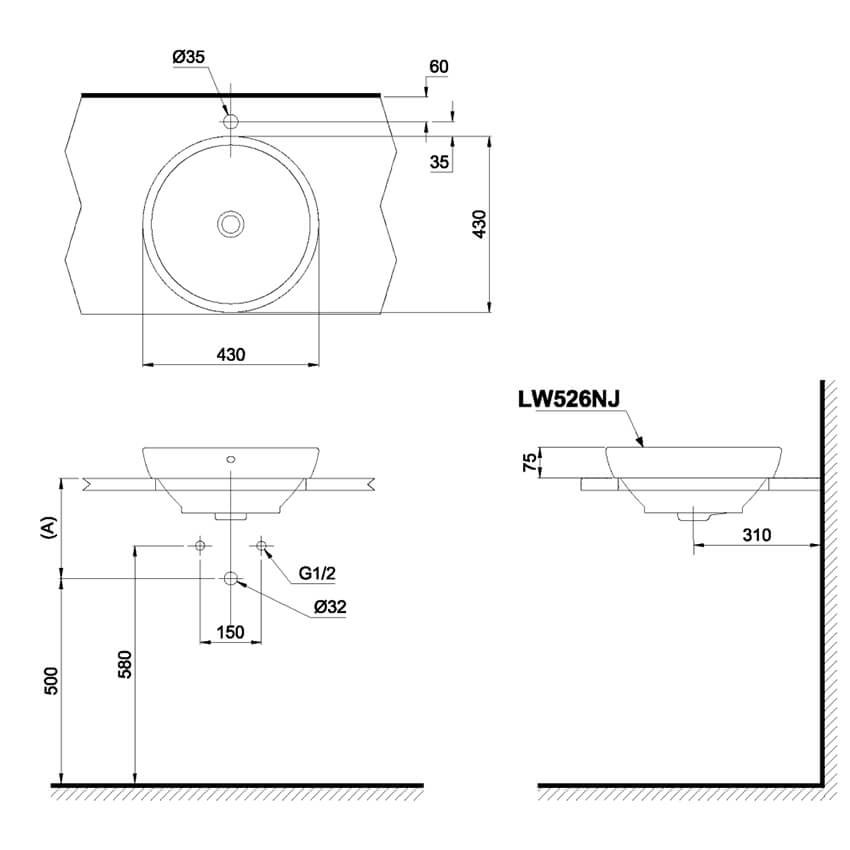 Chậu rửa lavabo đặt bàn TOTO LW526NJU#W