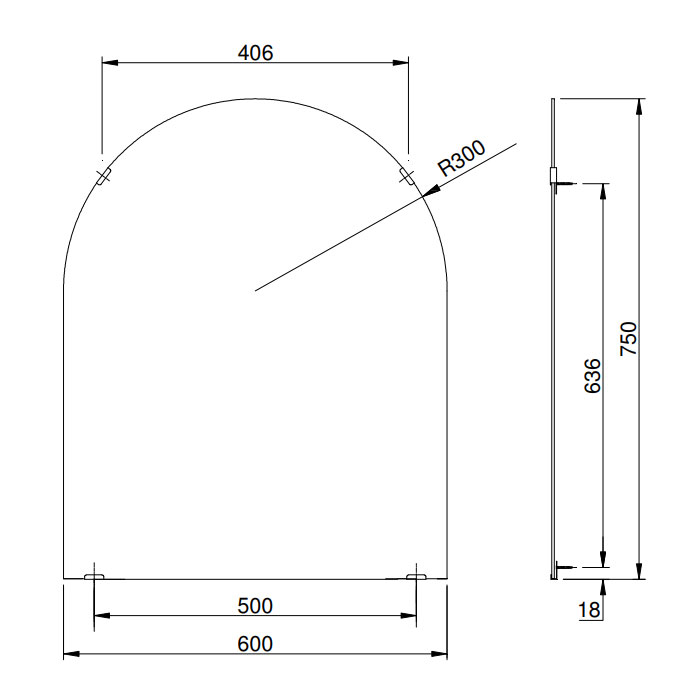 Gương phòng tắm TOTO YM6075FA hình vòm 60x75cm