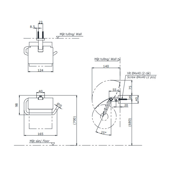 Lô giấy vệ sinh TOTO YH408RV