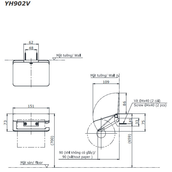 Lô giấy vệ sinh TOTO YH902V