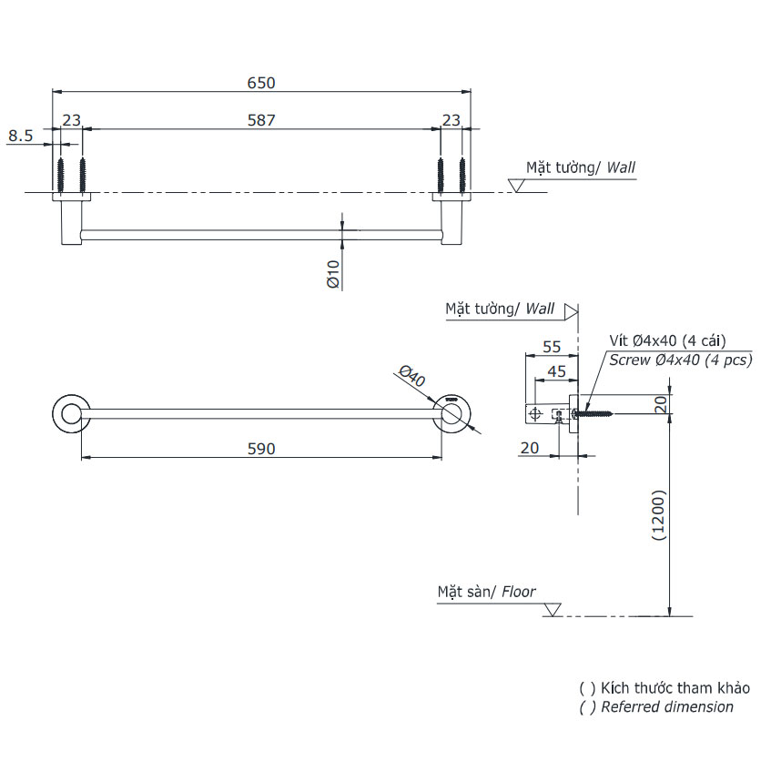 Thanh vắt khăn đơn TOTO YT406S6RV