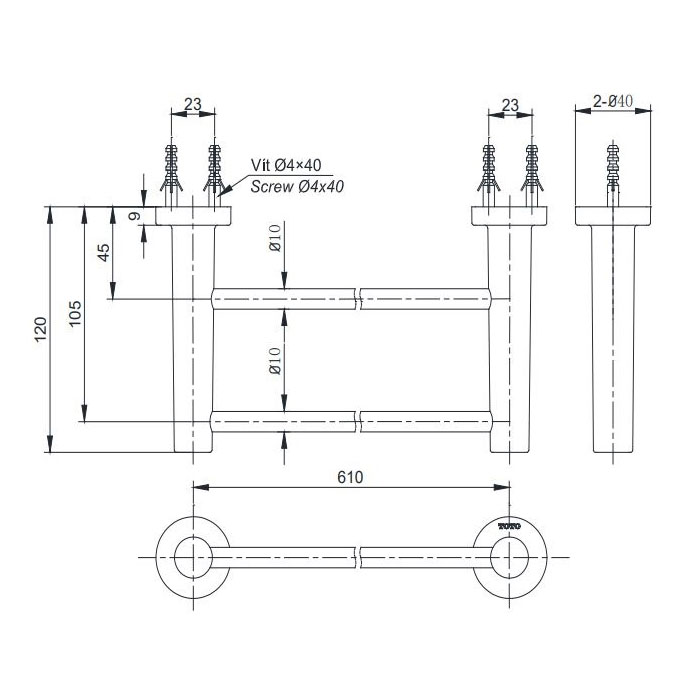 Thanh vắt khăn đôi TOTO YT406W6V