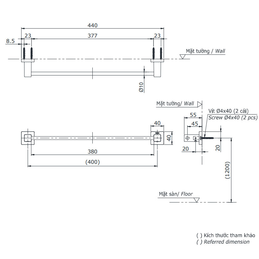 Thanh vắt khăn đơn TOTO YT408S4RV