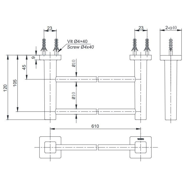 Thanh vắt khăn đôi TOTO YT408W6V