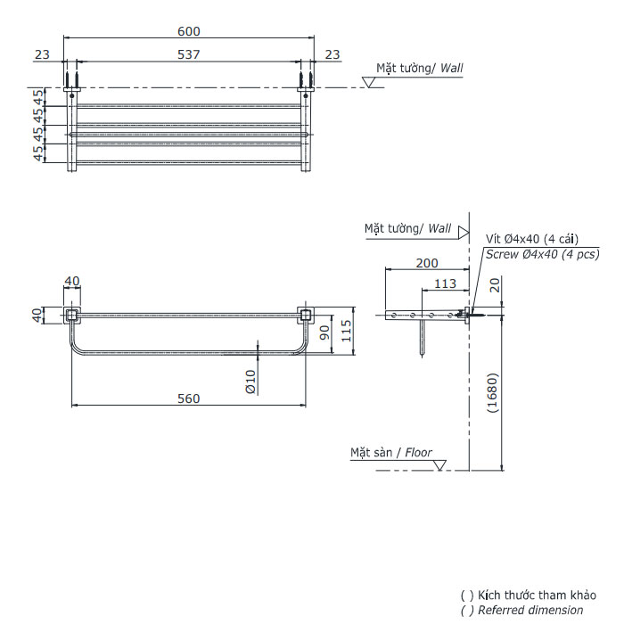 Thanh vắt khăn 2 tầng TOTO YTS408BV