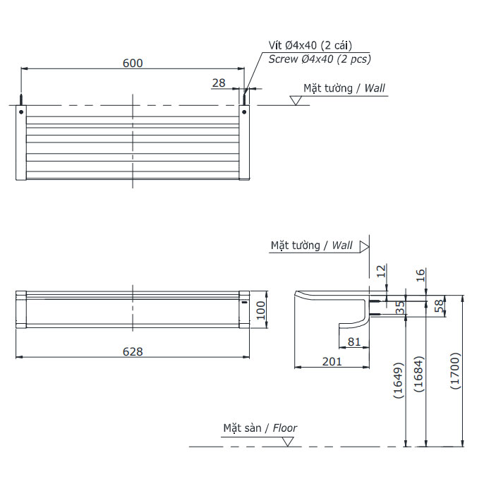 Thanh vắt khăn 2 tầng TOTO YTS903BV