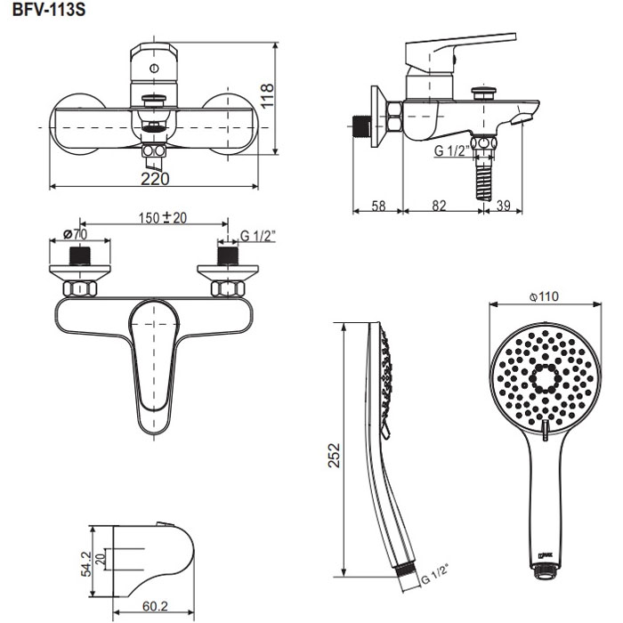 Bộ vòi sen tắm nóng lạnh INAX BFV-113S (BFV113S)