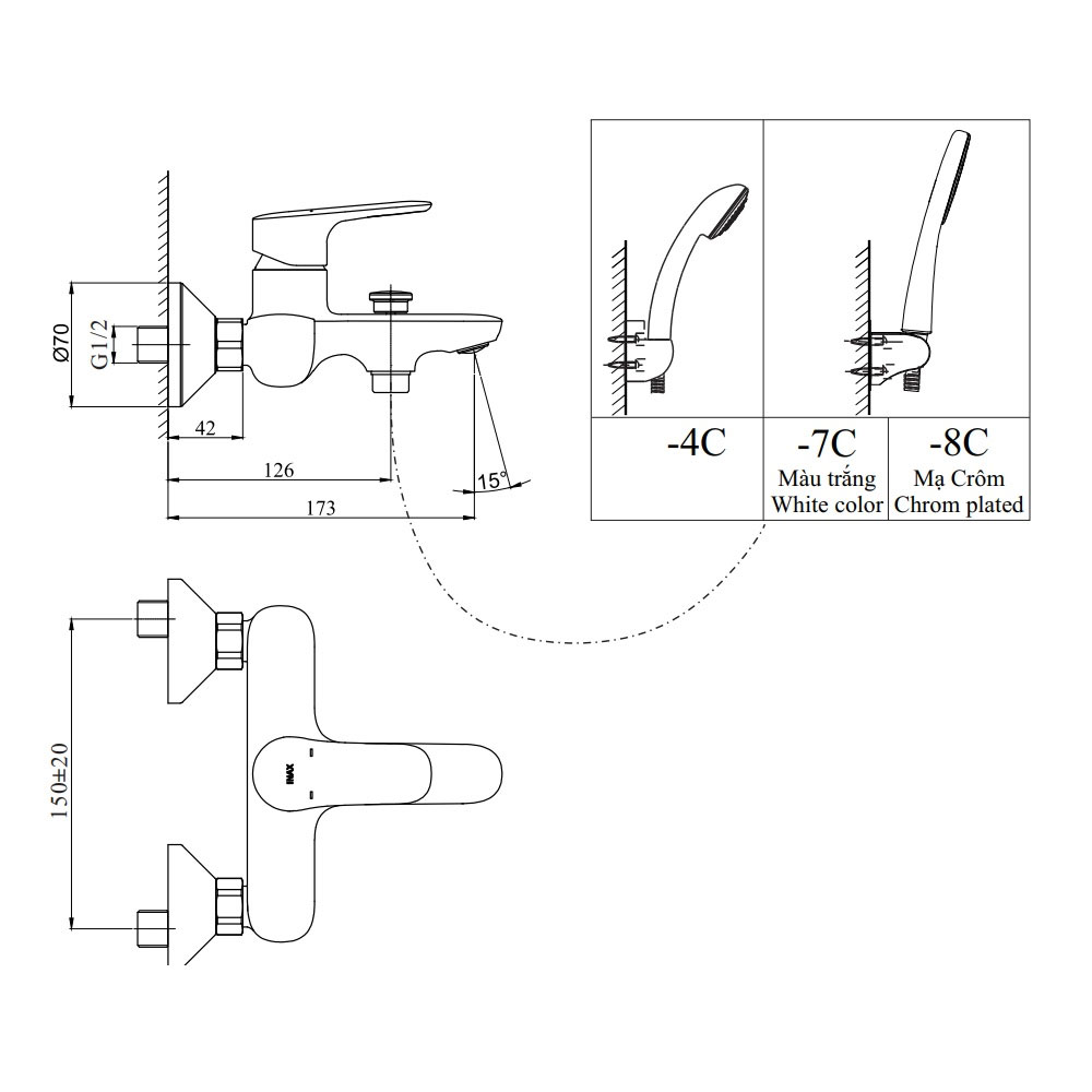 Bộ sen tắm nóng lạnh INAX BFV-1403S-3C (BFV1403S3C)