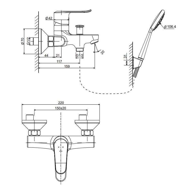Bộ vòi sen tắm nóng lạnh INAX BFV-2013S (BFV2013S)