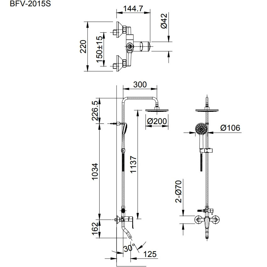 Bộ sen tắm cây đứng nóng lạnh INAX BFV-2015S (BFV2015S)