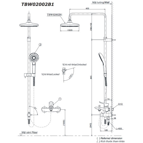 Bộ sen cây nóng lạnh TOTO TBW02002BA TBG02302VA TBW02017A
