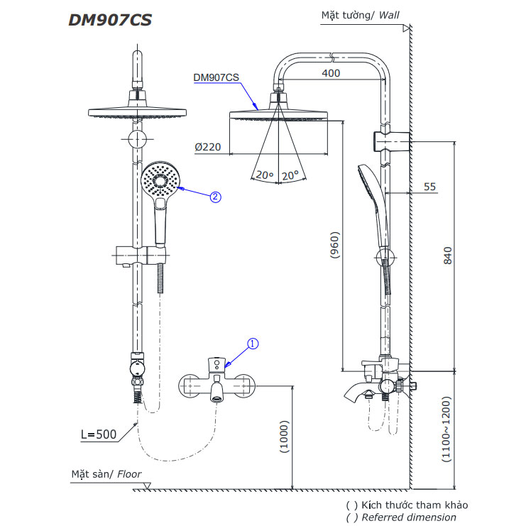 Bộ sen cây nóng lạnh TOTO DM907CS TBS04302V TBW07012A