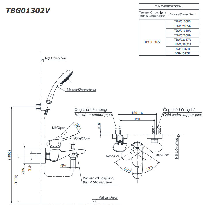 Củ sen tắm nóng lạnh GO Series TOTO TBG01302VA