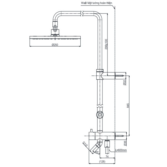 Thân sen cây TOTO TBW07006A dòng G dáng tròn 250mm