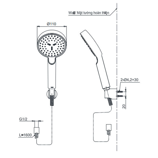 Tay sen tắm TOTO TBW07008A (1 chế độ)