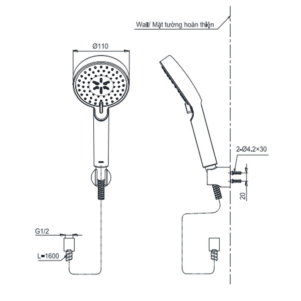 Bộ sen tắm nóng lạnh TOTO TBG04302VA TBW07009A (3 chế độ)