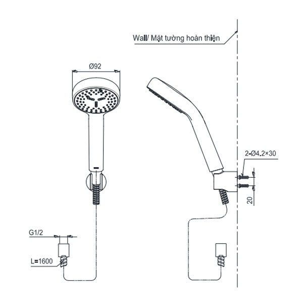Tay sen tắm TOTO TBW07011A (1 chế độ)
