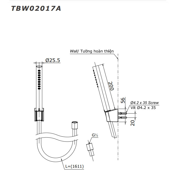 Bộ sen tắm nóng lạnh TOTO TBG07302VA TBW02017A