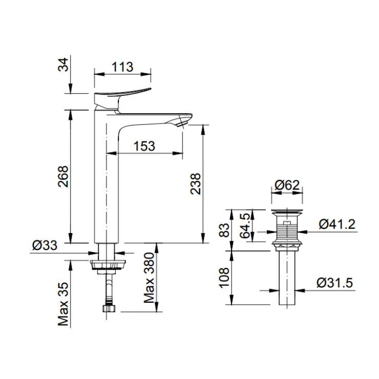 Vòi chậu lavabo nóng lạnh INAX LFV-502SH (LFV502SH)