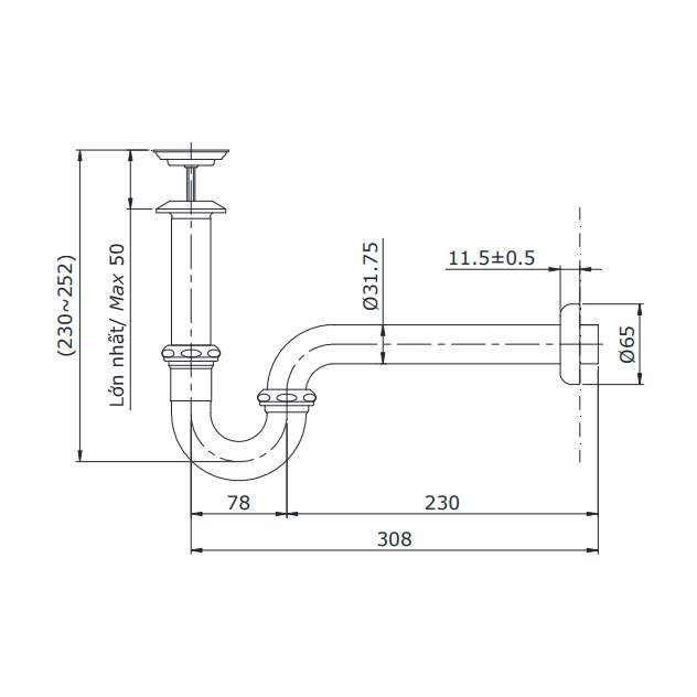 Ống thải chữ P TOTO TVLF405