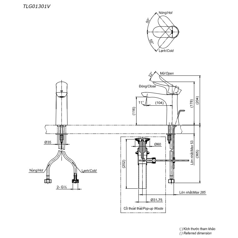Vòi lavabo nóng lạnh GO TOTO TLG01301V