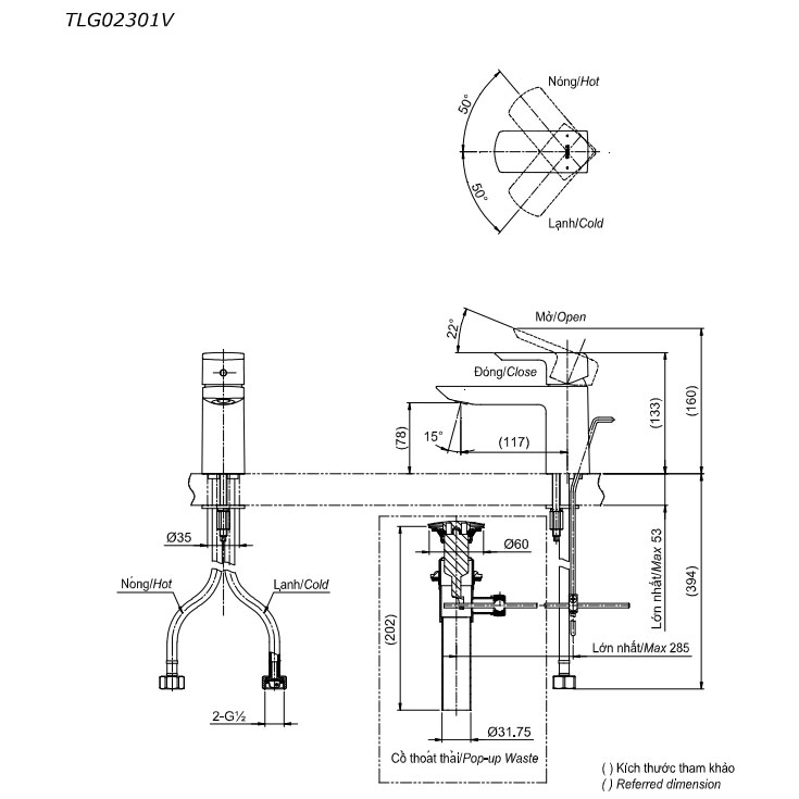 Vòi lavabo nóng lạnh GR TOTO TLG02301V