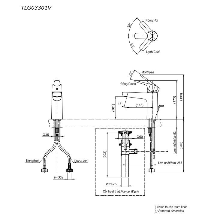 Vòi lavabo nóng lạnh GS TOTO TLG03301V