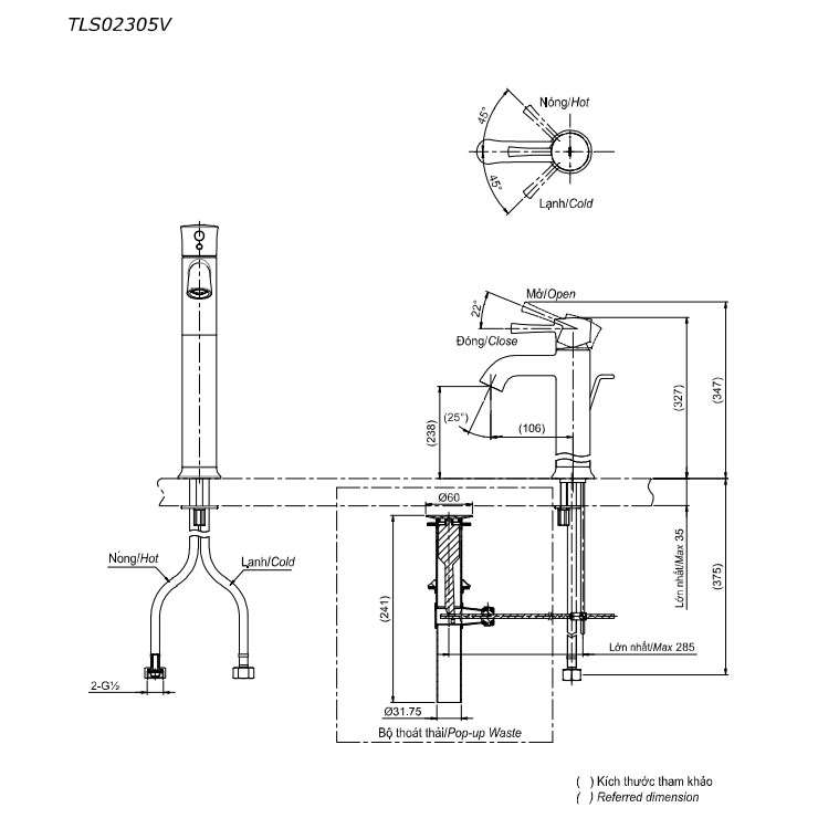 Vòi lavabo nóng lạnh LN TOTO TLS02305V