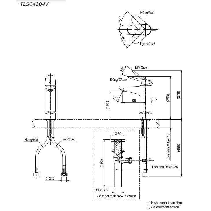 Vòi lavabo nóng lạnh LF TOTO TLS04304V